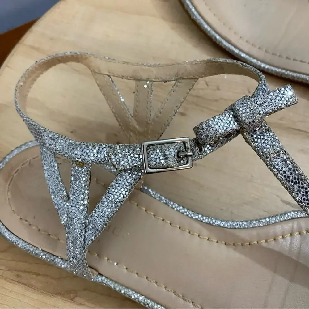 Kate Spade Andrea Women's Silver Bow Thong Sandals N6481 Size 9.5 Medium‎